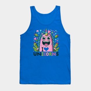 I Love Unicorns Cute Monster Aesthetic Tank Top